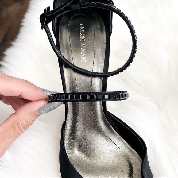 NWT Giorgio Armani Satin Ankle Strap Heels - Picture 3 of 8